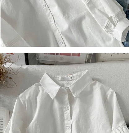 Blusa Blanca con Mangas Abullonada