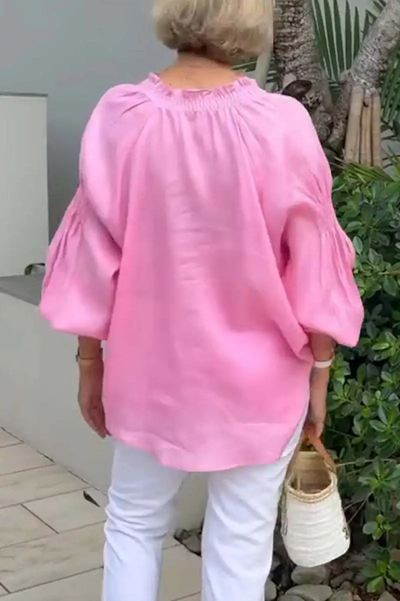 Blusa de Manga Larga con Cuello en V