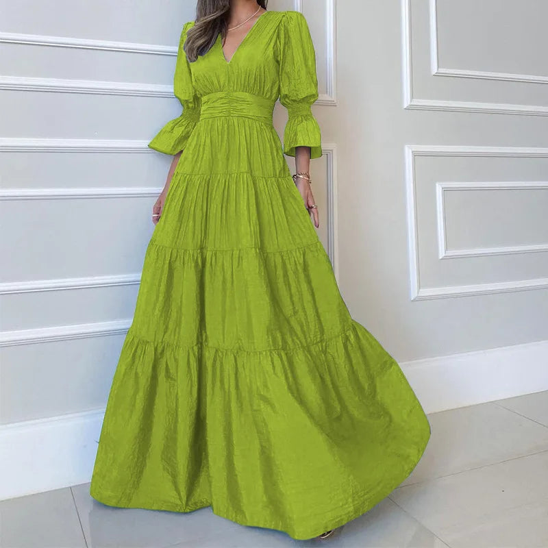 Vestido Largo Elegante con Drapeado