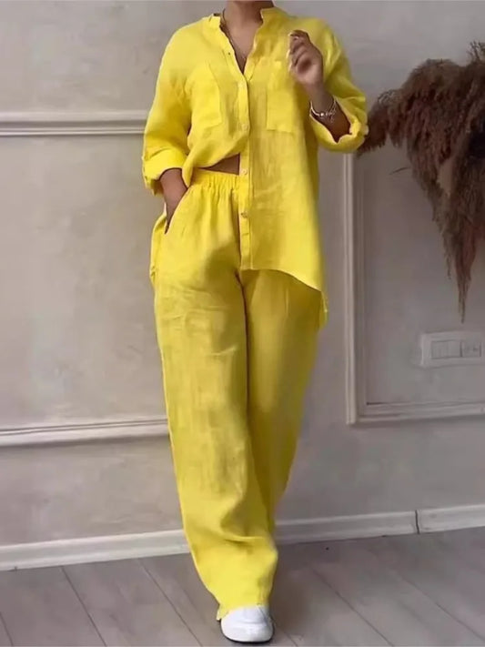 Conjunto de Camisa y Pantalón de Pierna Ancha