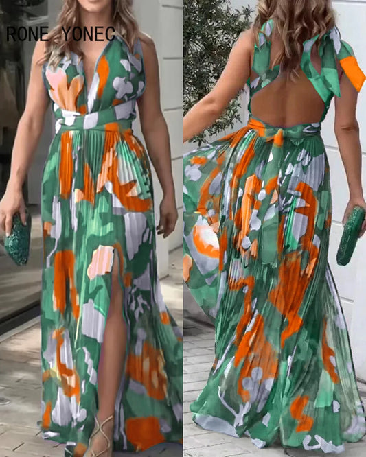 Vestido Largo con Estampado Floral