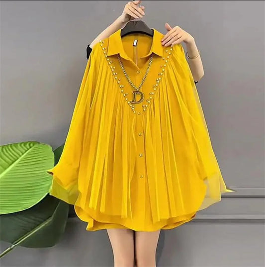 Camisa Amarilla con Pedrería 2XL-3XL