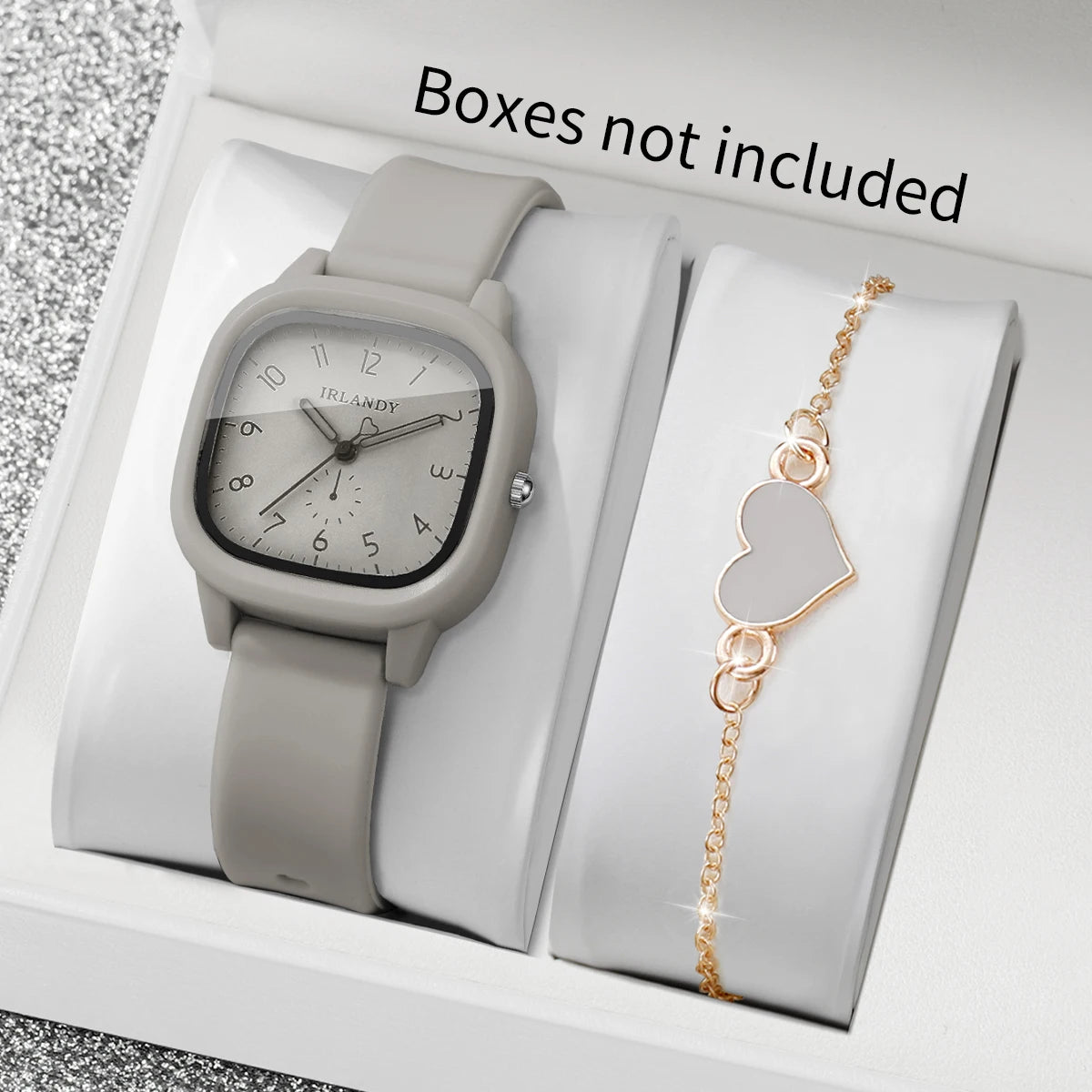 Conjunto de Reloj de Cuarzo y Pulsera con Corazón para Mujer