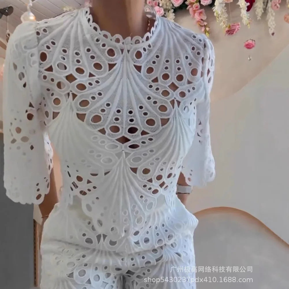 Conjunto Blanco de Encaje Puro