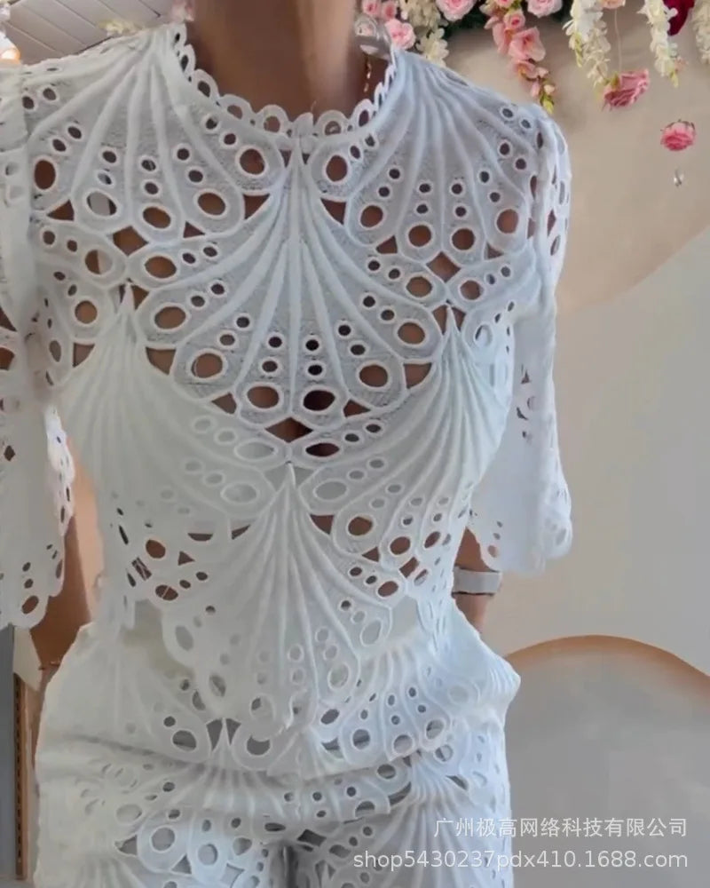 Conjunto Blanco de Encaje Puro