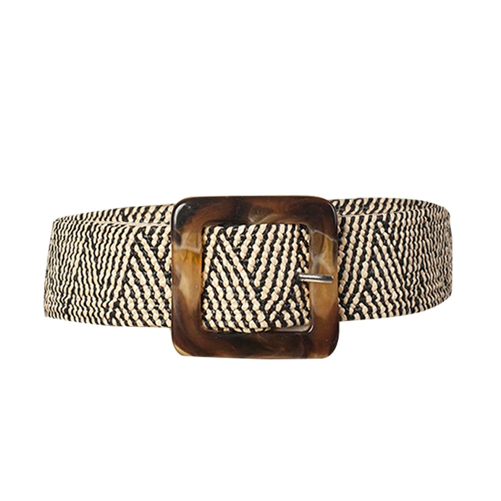 CintO Elástico Ancho con Hebilla de Madera