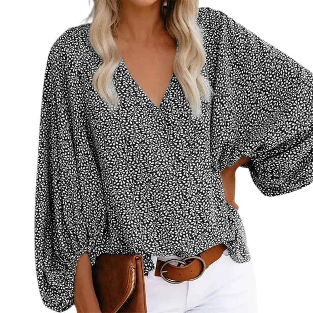 Printed V-Neck Blouse