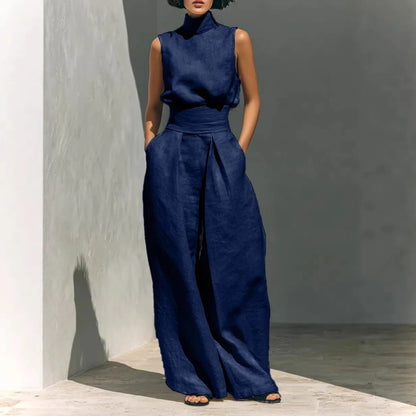 Conjunto de Dos Piezas – Top Calado sin Mangas + Pantalón Palazzo