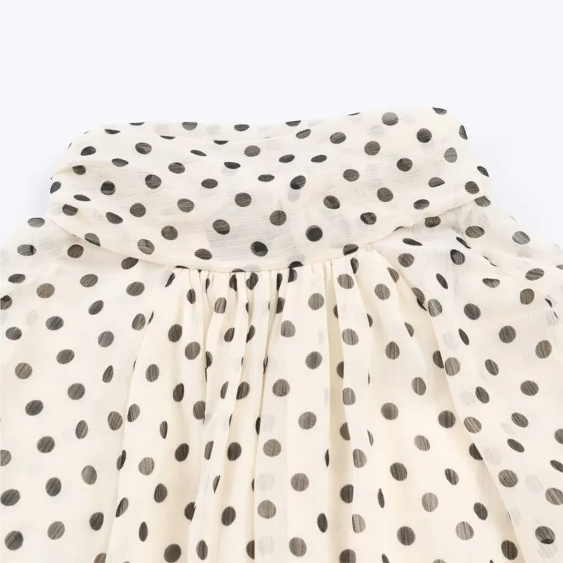 Blusa de Manga Larga con Estampado de Lunares