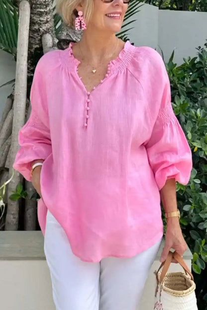 Blusa de Manga Larga con Cuello en V