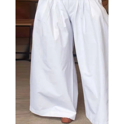 Pantalón Palazzo Blanco – Cintura Alta y Caída Fluida