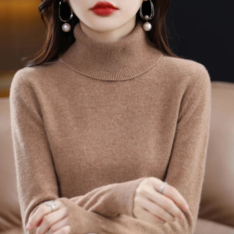 Suéter de Lana Merino 100% – Cuello Alto Elegante