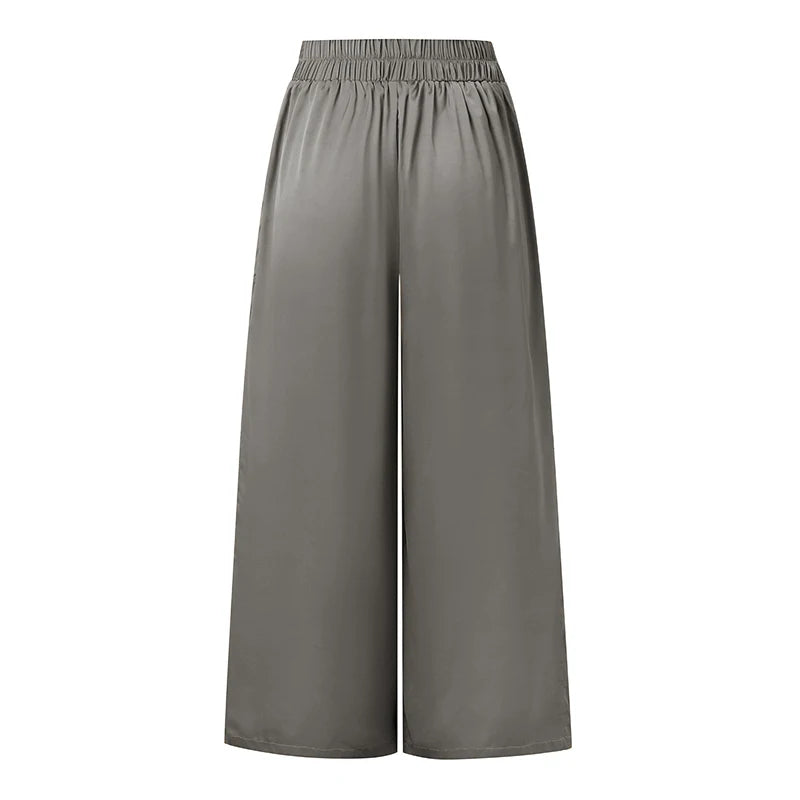 Pantalón Palazzo Satinado – Cintura Alta Elegante