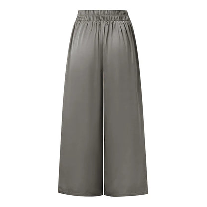 Pantalón Palazzo Satinado – Cintura Alta Elegante
