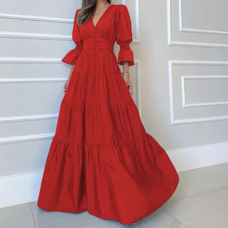 Elegant Long Dress with Draping