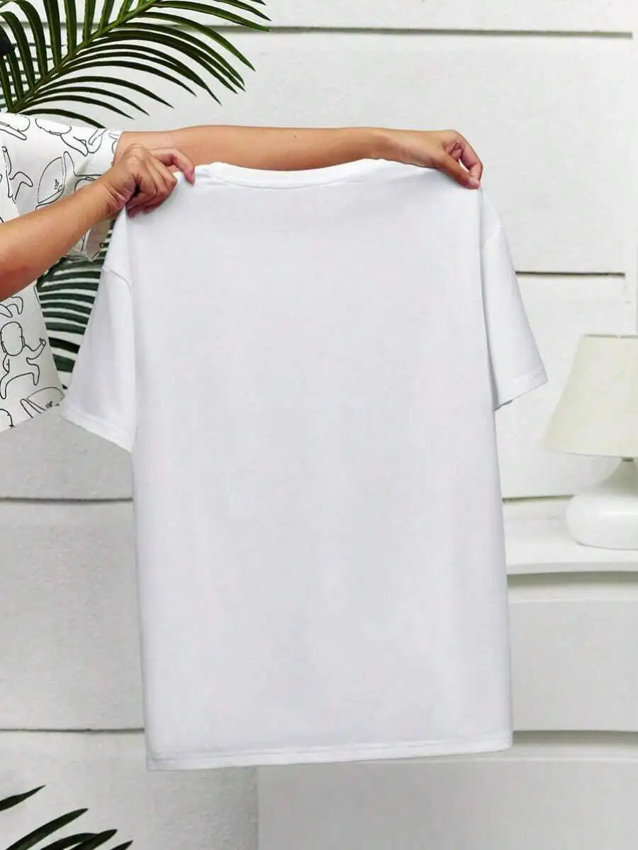 Camiseta de Algodón con Estampado Floral y Mariposa