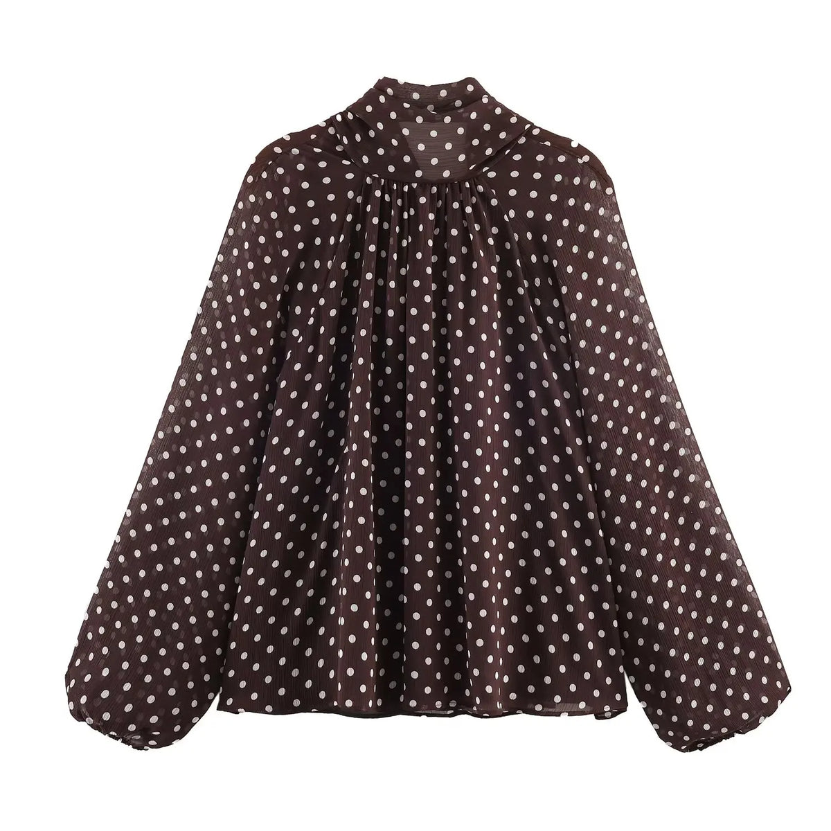 Blusa de Manga Larga con Estampado de Lunares