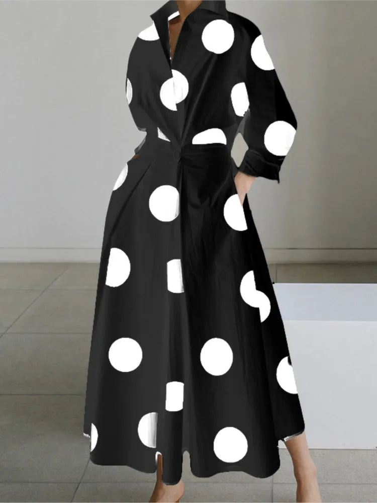 Elegant Polka Dot Maxi Dress Estilo Victoria Elegant Polka Dot Maxi Dress Estilo Victoria