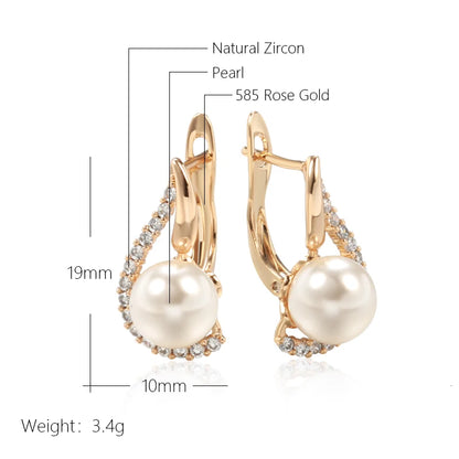 Kinel Luxury Earrings with 585 Rose Gold Plating