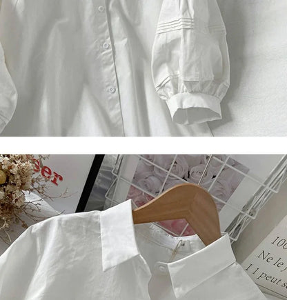 Blusa Blanca con Mangas Abullonada