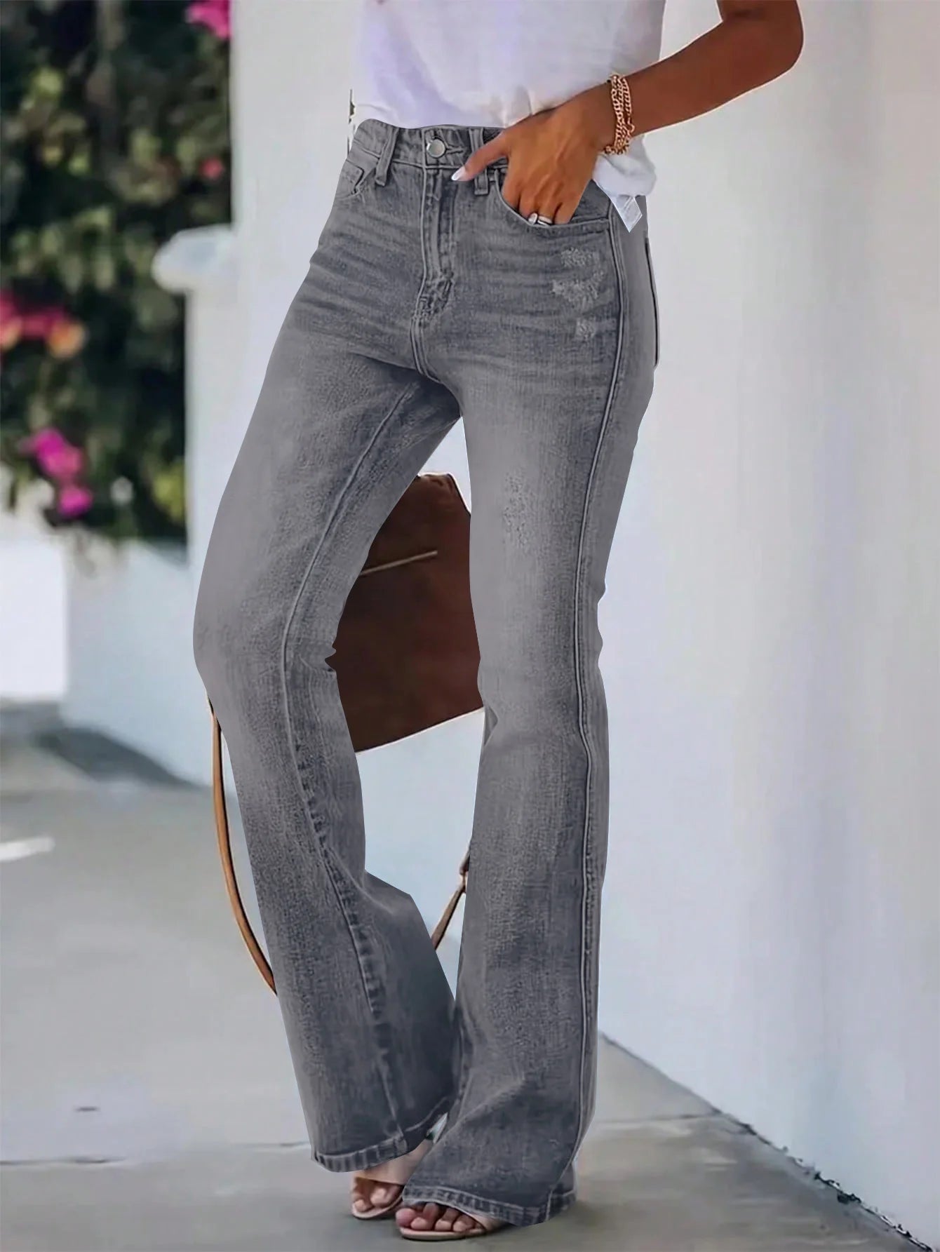 Jeans Acampanados de Tiro Alto