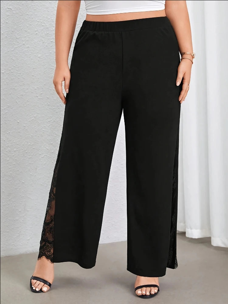 Pantalón Negro Plus Size con Encaje