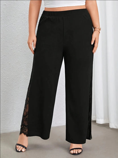 Pantalón Negro Plus Size con Encaje