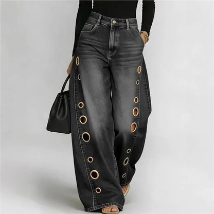 Jeans de Pierna Ancha y Cintura Alta