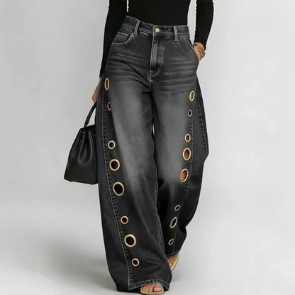 Jeans de Pierna Ancha y Cintura Alta
