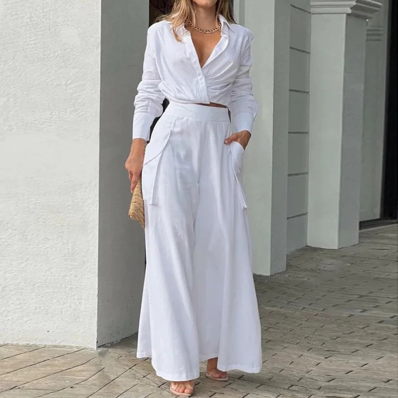 Conjunto Crop y Pantalón Palazzo S-XXL