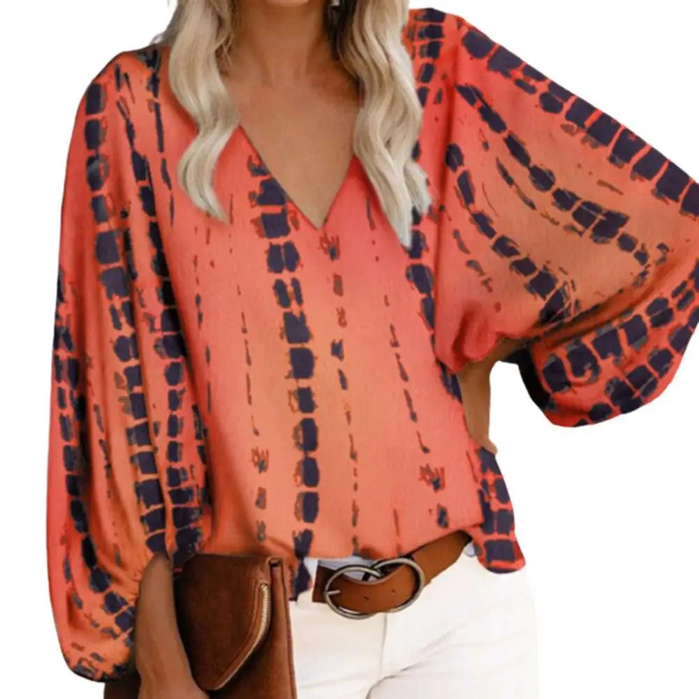 Printed V-Neck Blouse