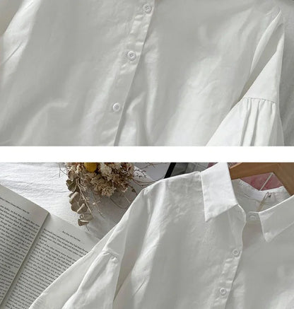 Blusa Blanca con Mangas Abullonada