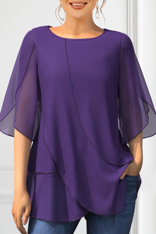 Blusa Elegante de Chiffon Plus Size