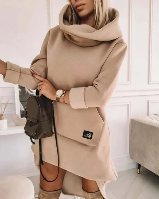 Casual Long Sleeve Turtleneck Sweatshirt Dress