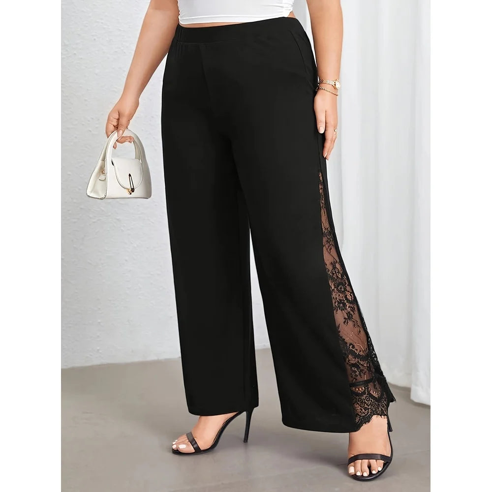 Pantalón Negro Plus Size con Encaje