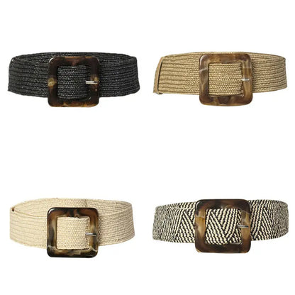 CintO Elástico Ancho con Hebilla de Madera