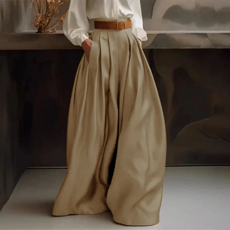 Pantalón Palazzo Satinado – Cintura Alta Elegante