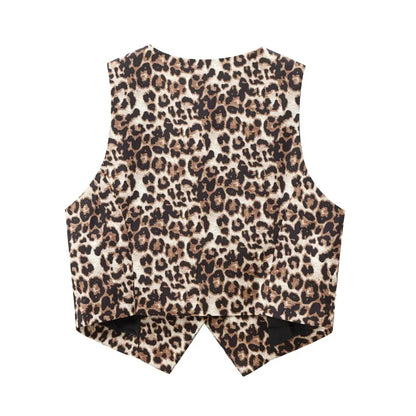 Chaleco Corto con Estampado de Leopardo