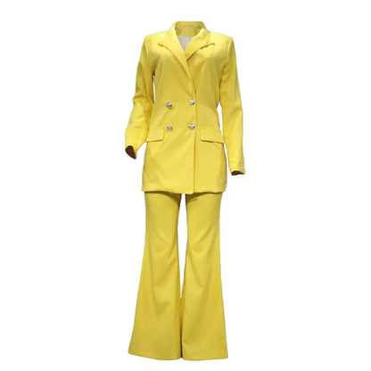 Conjunto de Blazer Cruzado y Pantalón de Pierna Ancha