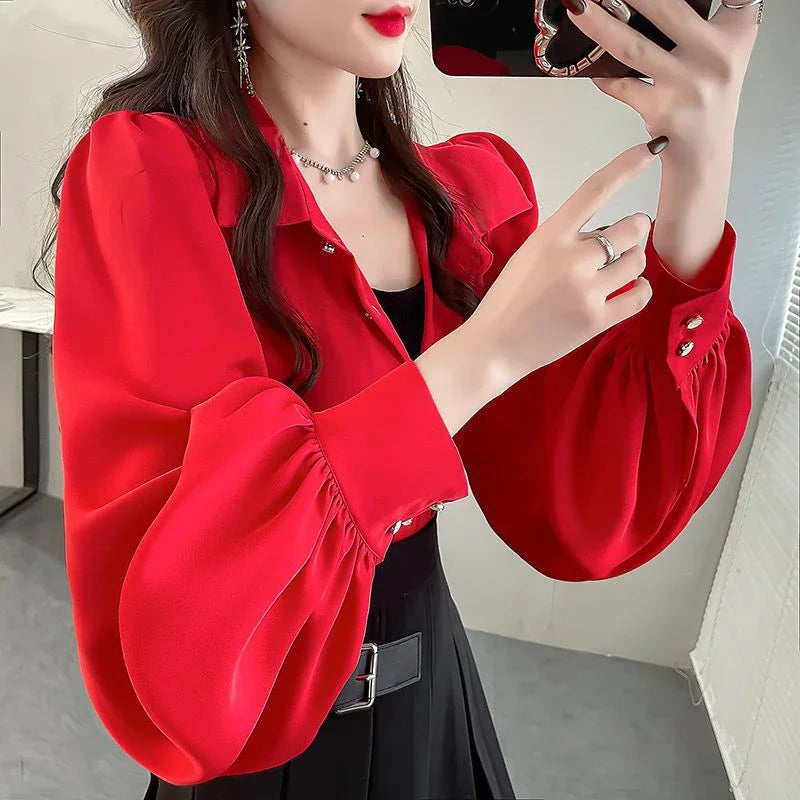 Blusa Elegante Mangas Farol