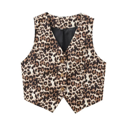 Chaleco Corto con Estampado de Leopardo