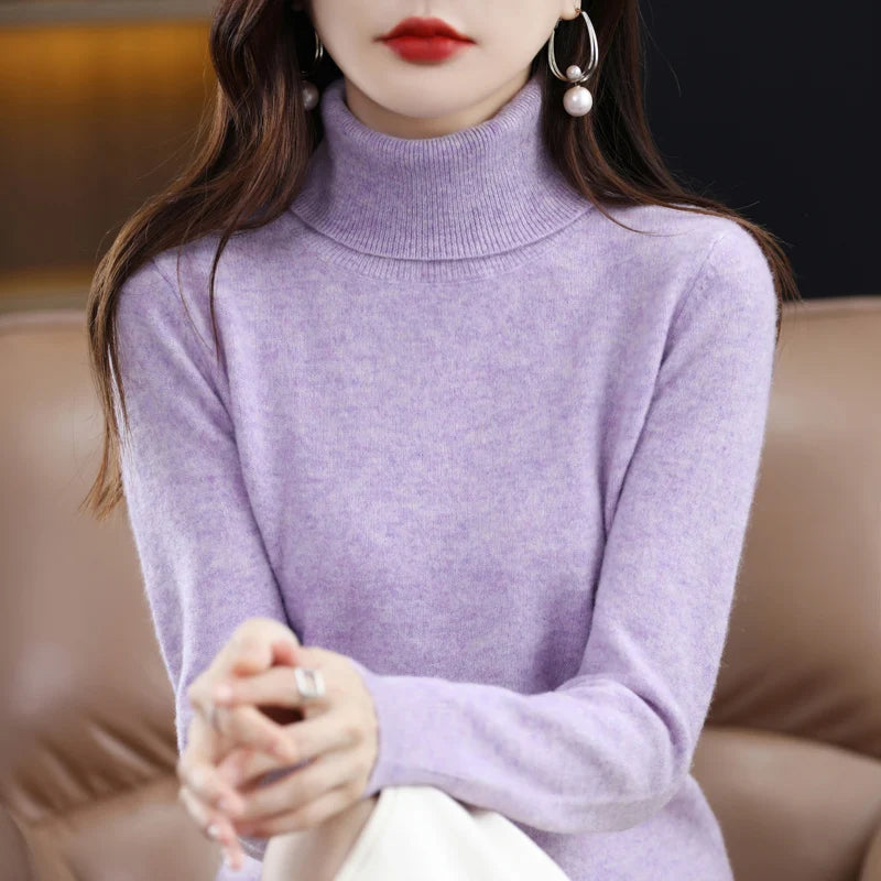 Suéter de Lana Merino 100% – Cuello Alto Elegante