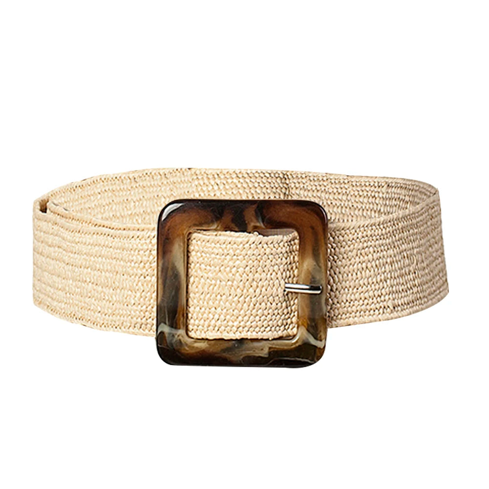 CintO Elástico Ancho con Hebilla de Madera