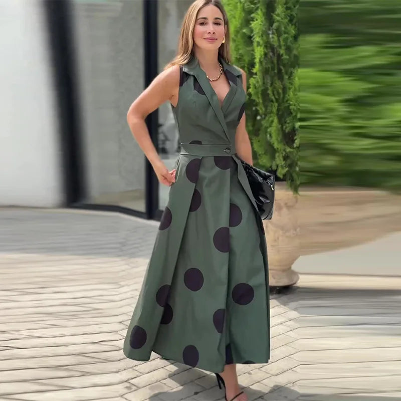 Vestido Polka Dots Verde Army