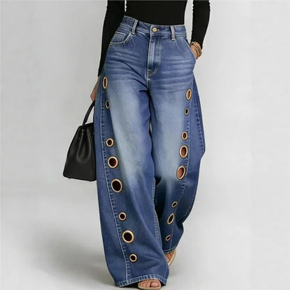 Jeans de Pierna Ancha y Cintura Alta