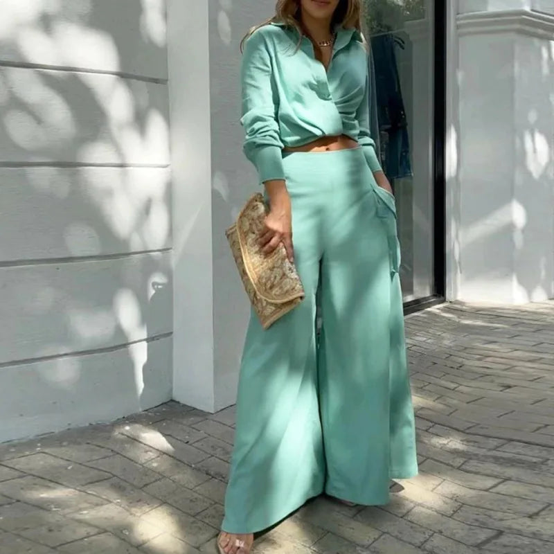 Conjunto Crop y Pantalón Palazzo S-XXL