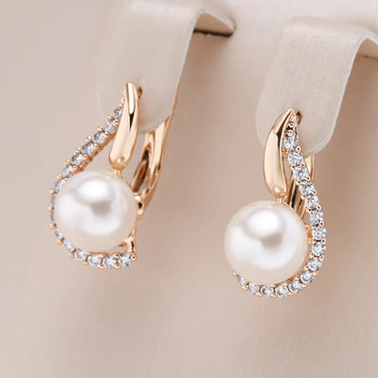 Kinel Luxury Earrings with 585 Rose Gold Plating