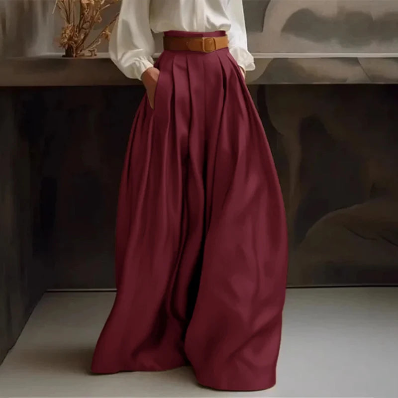Pantalón Palazzo Satinado – Cintura Alta Elegante