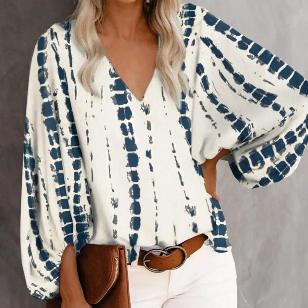 Printed V-Neck Blouse