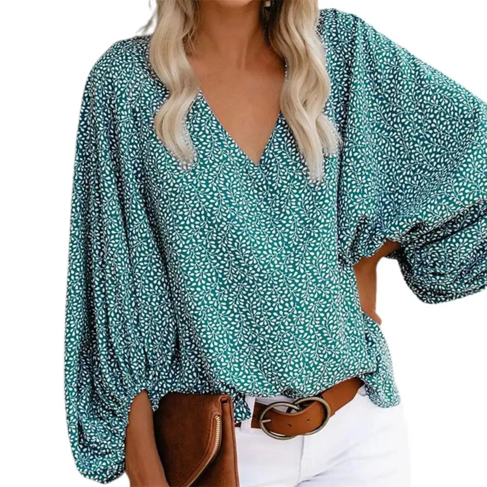 Printed V-Neck Blouse